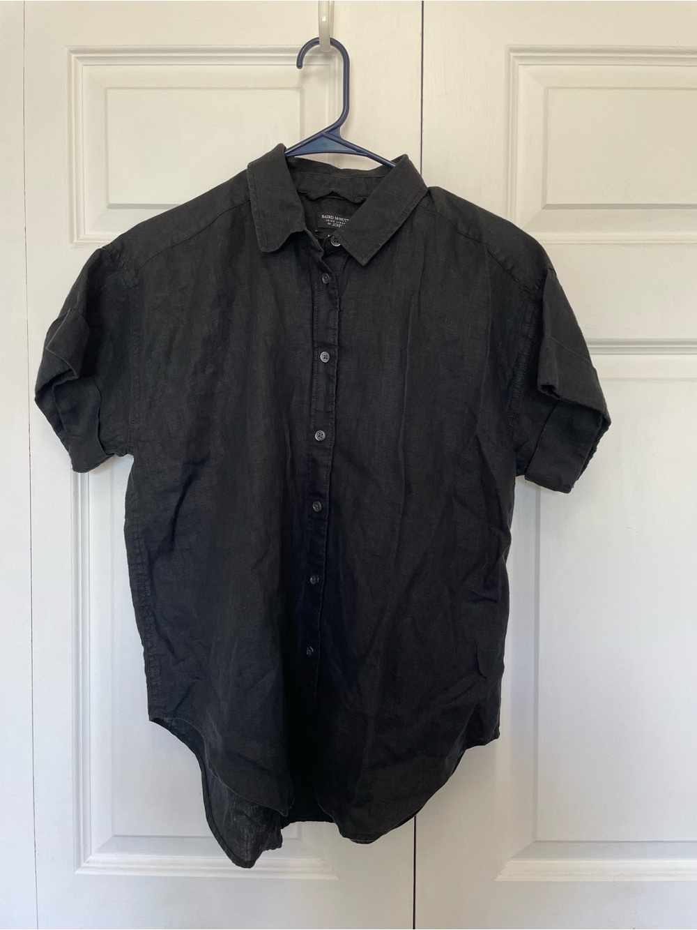 Baird McNutt for J. Crew Black Short-Sleeve Linen Button-Up Shirt